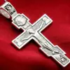 Large Russian Greek Orthodox Crucifix Cross W/ Prayer 925 Sterling Silver Made in Russia