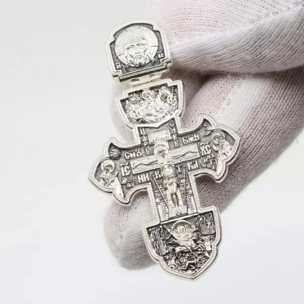 Christian Greek Orthodox Baptist Silver 925 Prayer Body Crucifix St George Warrior Icon