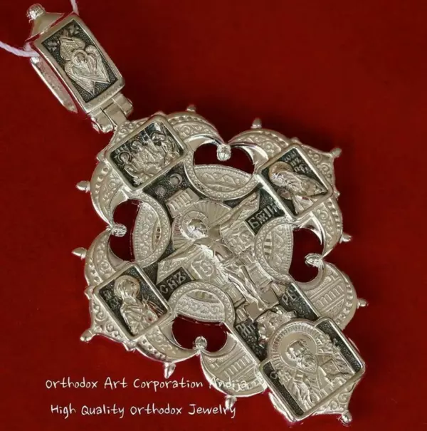 Guardian Angel Russian Orthodox Big Body Prayer Cross Silver 925 Mother of God & Saints - Image 3