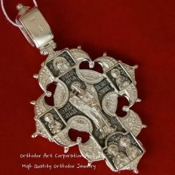 Guardian Angel Russian Orthodox Big Body Prayer Cross Silver 925 Mother of God & Saints - Image 4