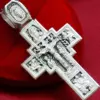 Lord Almighty Icon Big Russian Orthodox Prayer Body Cross Solid Silver 925 Authentic Jewelry Made in Russia