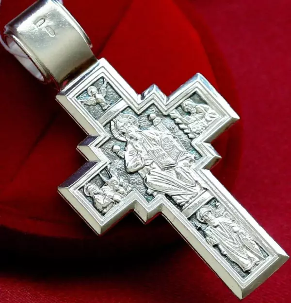 Lord Almighty Icon Big Russian Orthodox Prayer Body Cross Solid Silver 925 Authentic Jewelry Made in Russia - Image 2