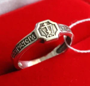 Handcrafted Sterling Silver 925 Ring – Russian Orthodox Cross – Prayer Inscription – Elegant Faith Jewelry - Image 2