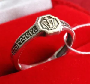 Handcrafted Sterling Silver 925 Ring – Russian Orthodox Cross – Prayer Inscription – Elegant Faith Jewelry - Image 3