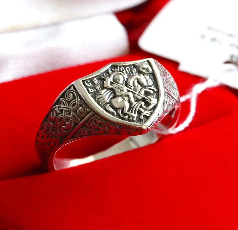 Saint George Orthodox Ring – Sterling Silver 925 – Dragon Slayer – Perfect Spiritual Gift