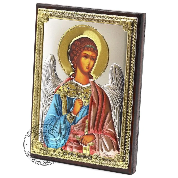 Silver-plated Guardian Angel icon, 8 x 11 cm