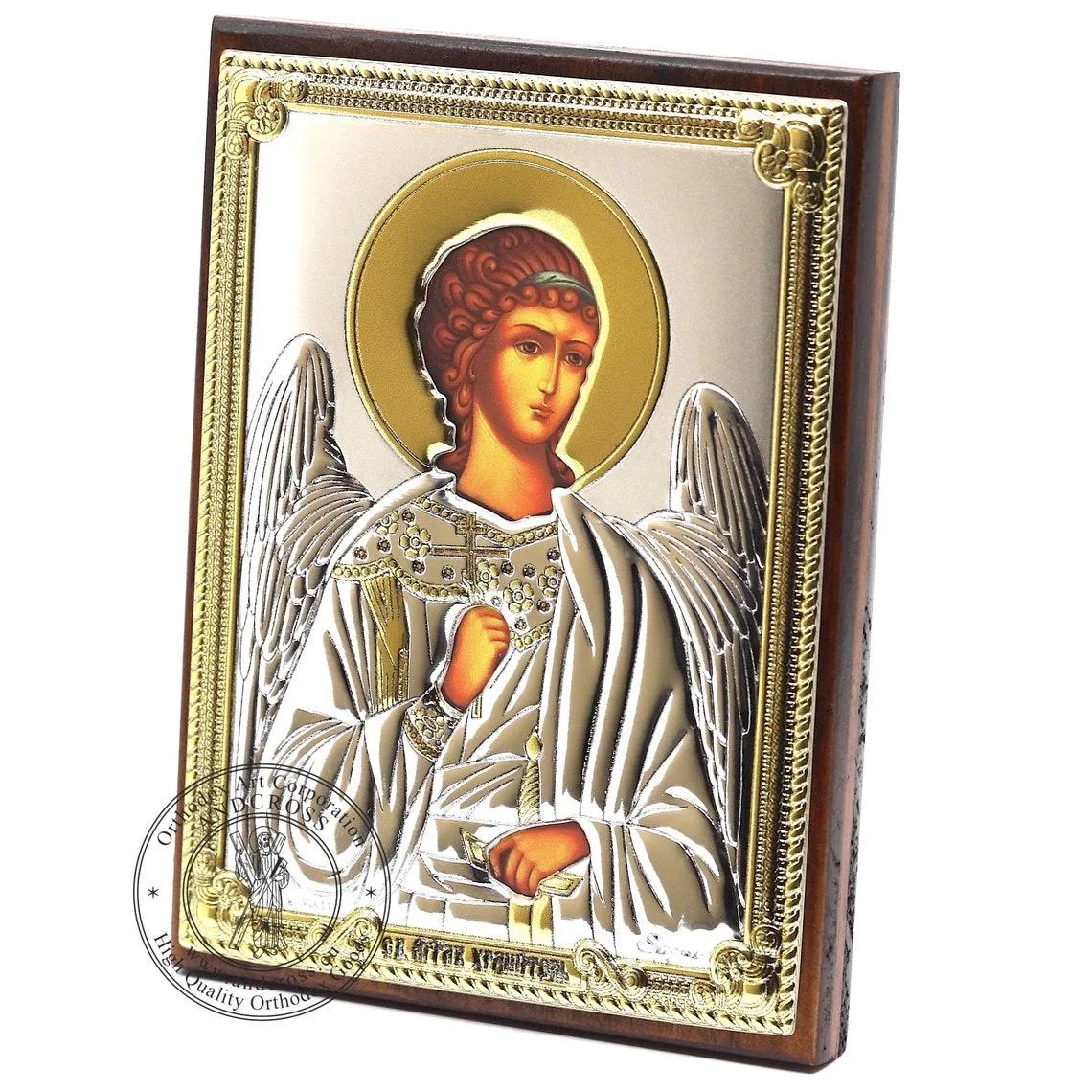 Silver-plated Guardian Angel icon, 8 x 11 cm, in a gift box