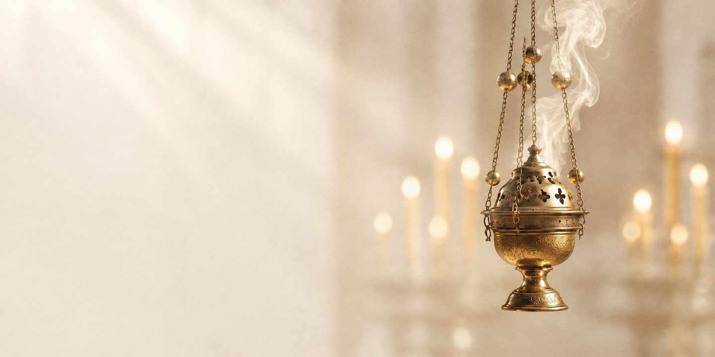 A censer with incense in a church