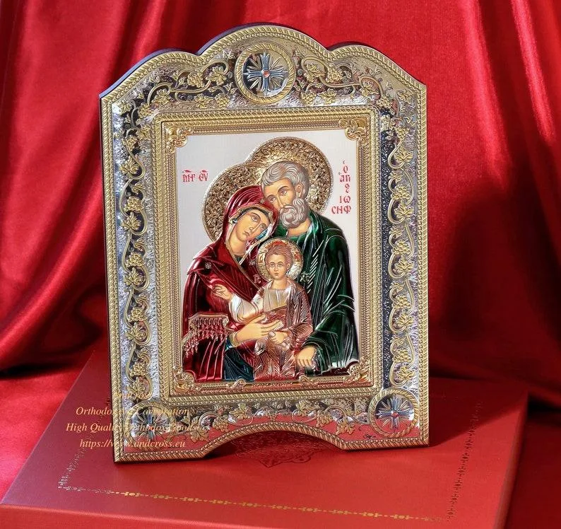 Holy Family icon in a silver- and gold-plated cover, 21 x 28 cm