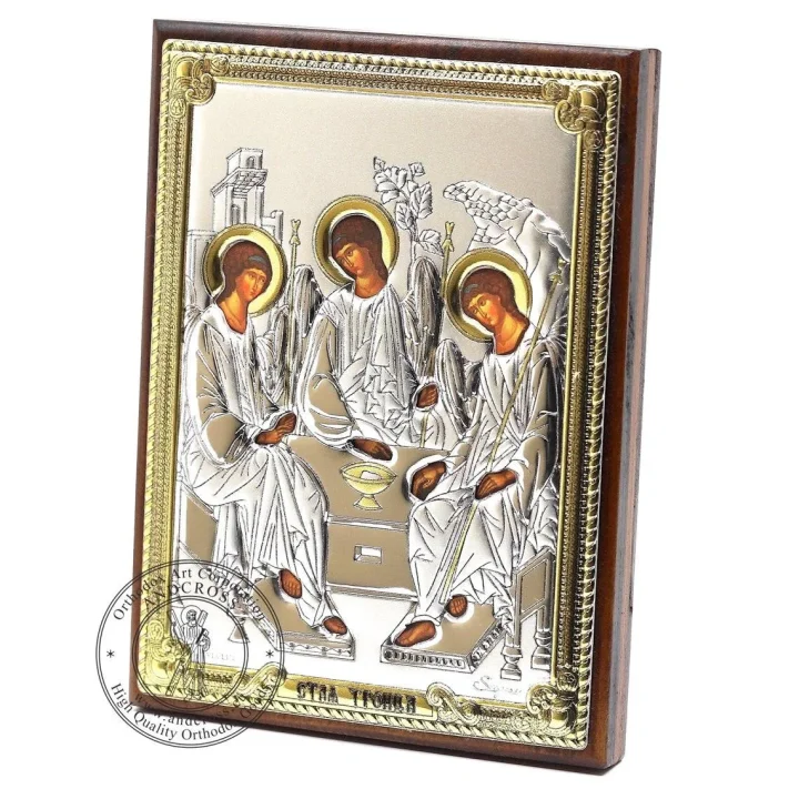 Silver-plated Holy Trinity icon, 8 x 11 cm