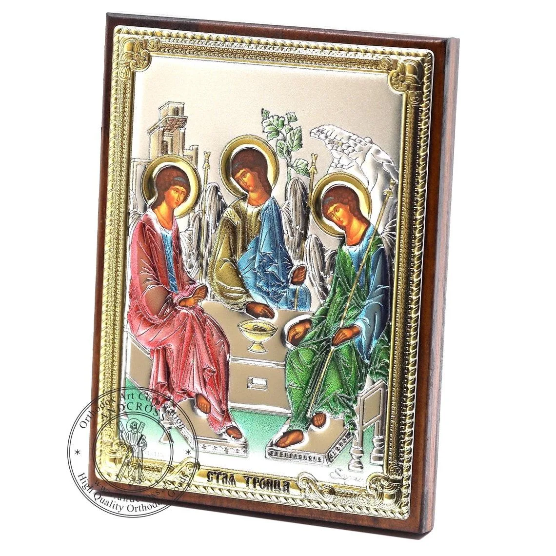Silver-plated Holy Trinity icon in a gift case, 8 x 11 cm
