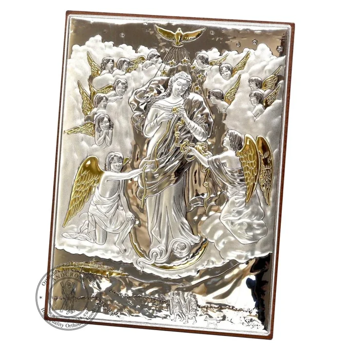 Silver-plated icon of Mary, Undoer of Knots, 13 x 18 cm
