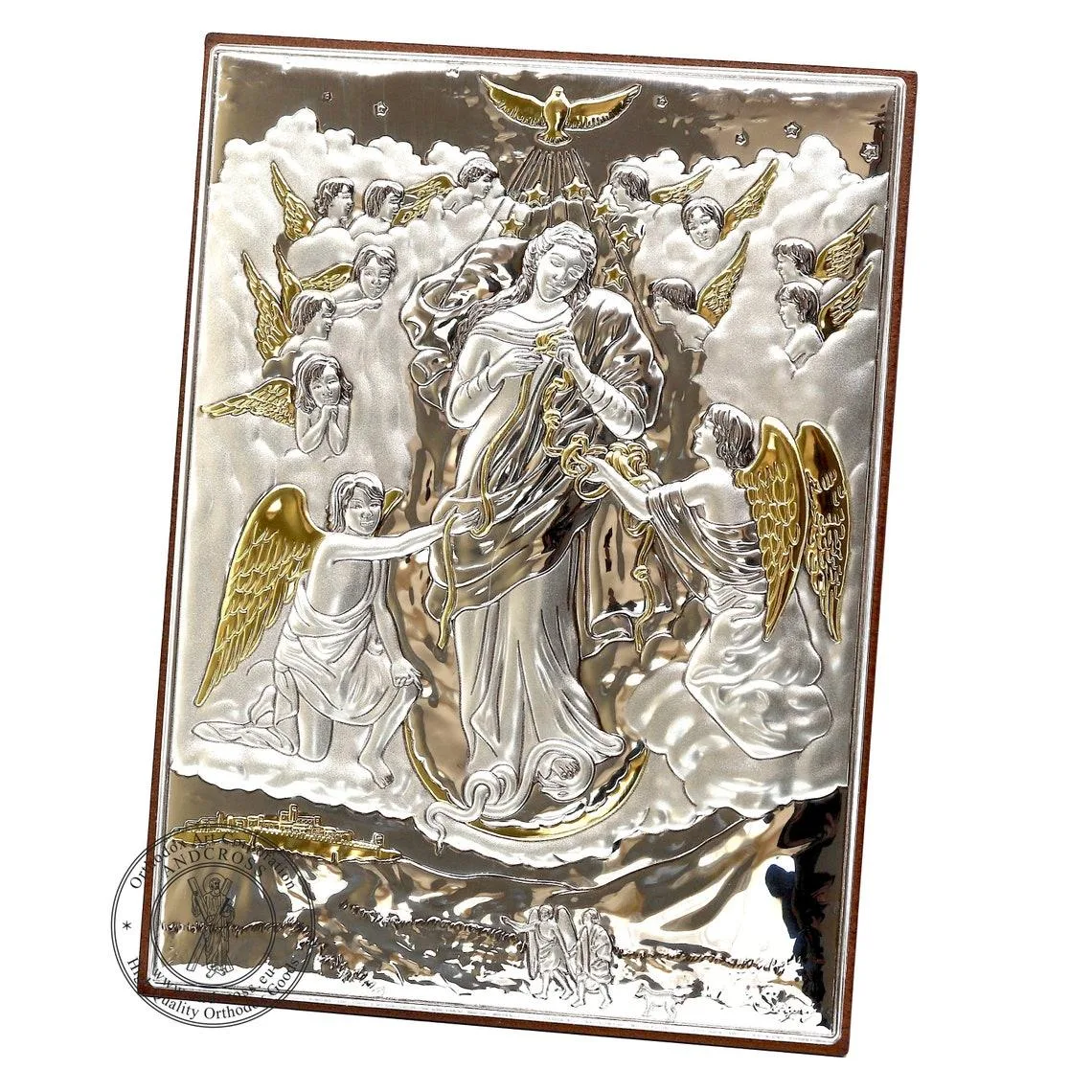 Silver-plated icon of Mary, Undoer of Knots, 13 x 18 cm