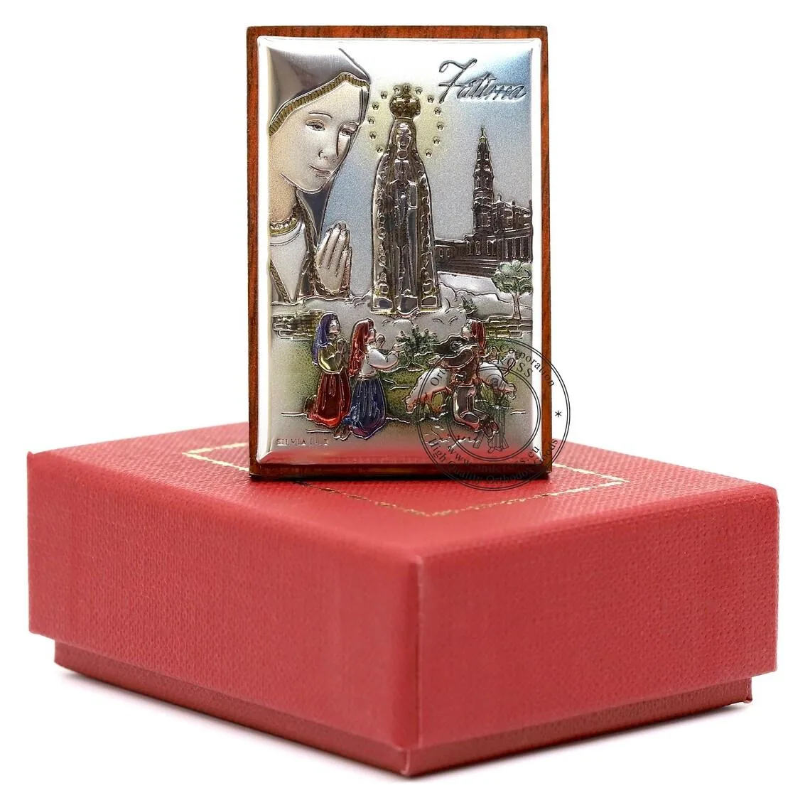 Small silver-plated Our Lady of Fatima icon, 3.7 x 5.5 cm