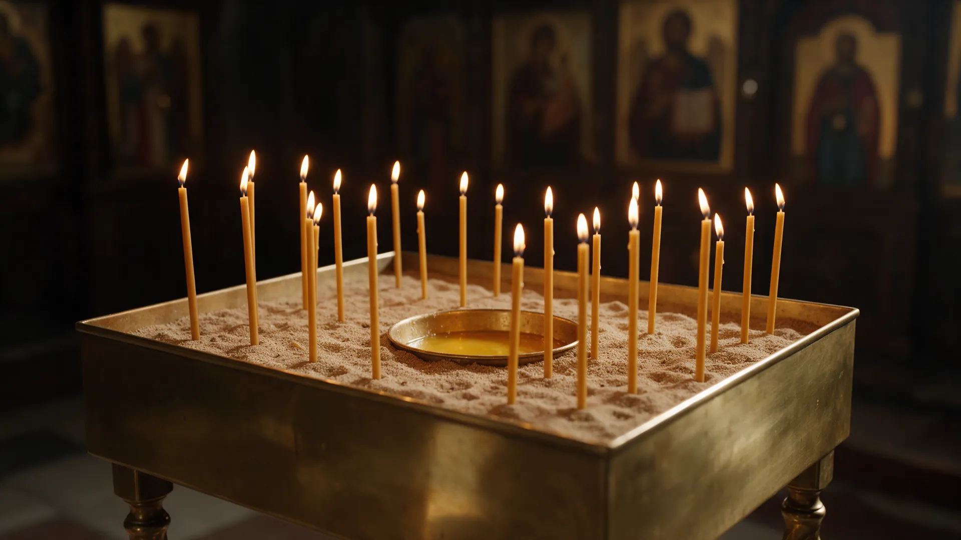 Candles on the memorial table in church