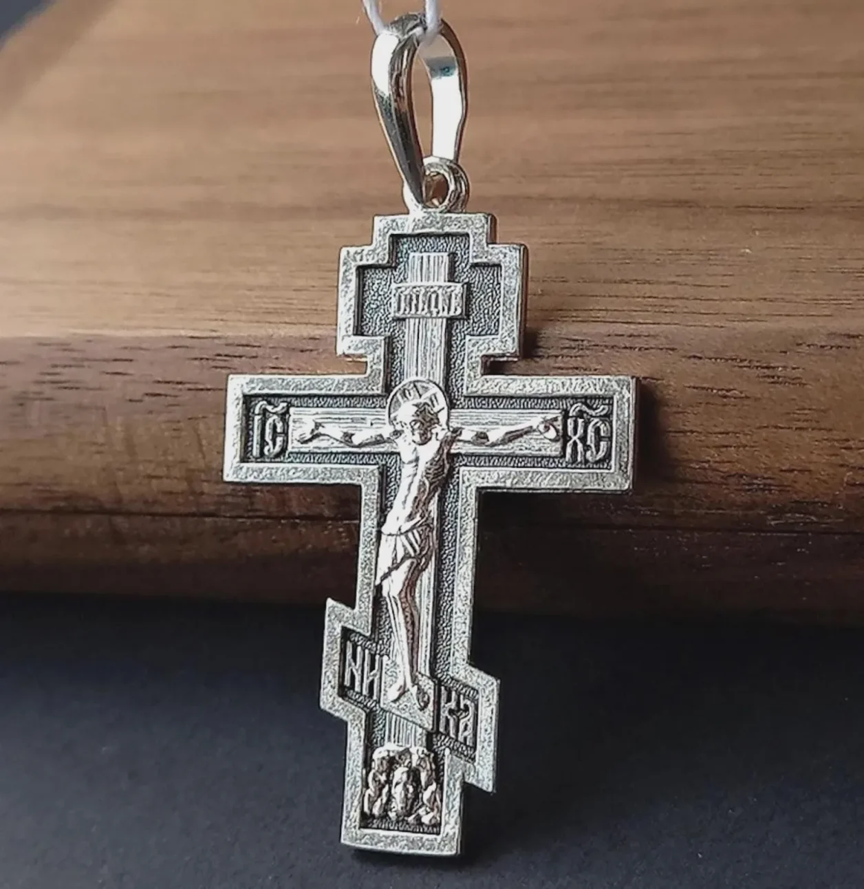 Light sterling silver baptism crucifix