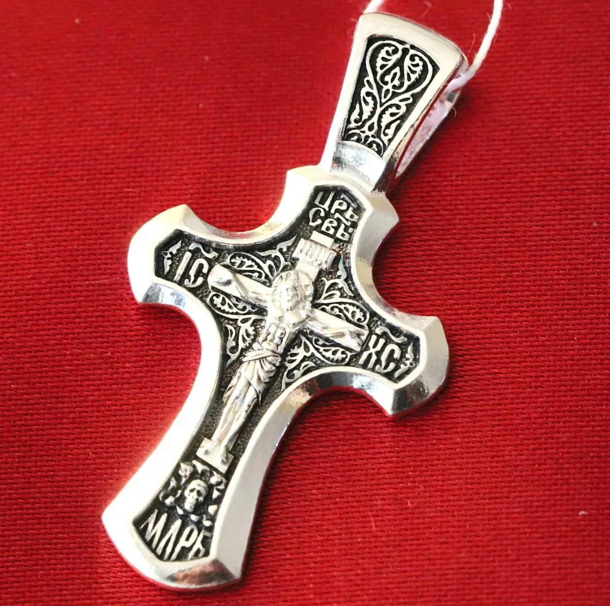 Save and Protect Orthodox cross with the Crucifixion in 925 sterling silver