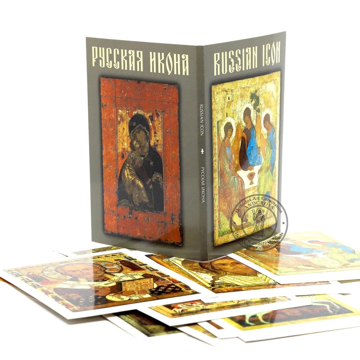 Set of 12 Orthodox icon cards with captions in five languages