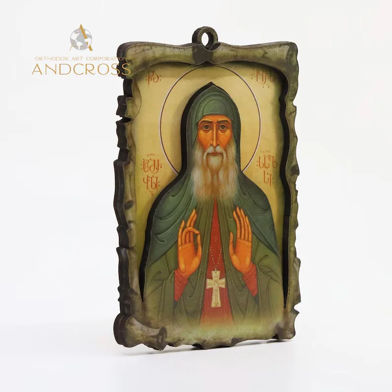 Small St Gabriel Urgebadze icon with a relic cloth card