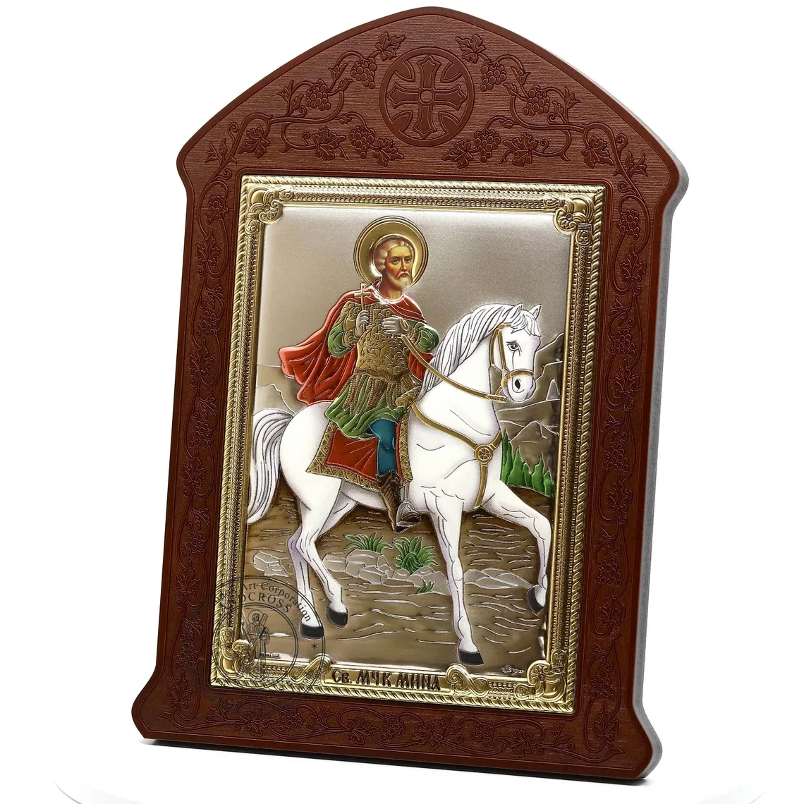 Silver-plated icon of the Great Martyr St Mina