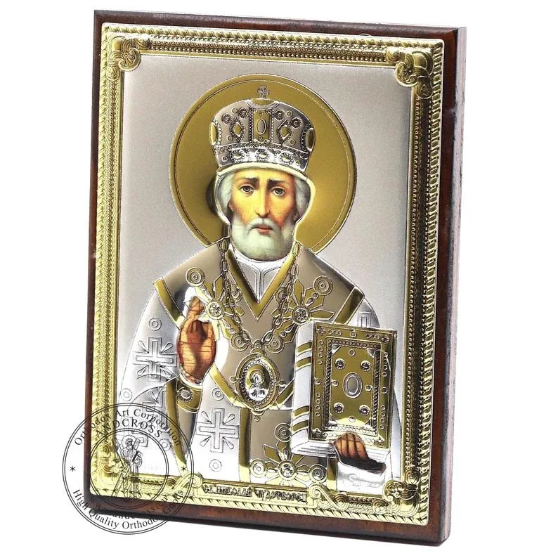 St Nicholas icon in a silver- and gold-plated cover, 8 x 11 cm