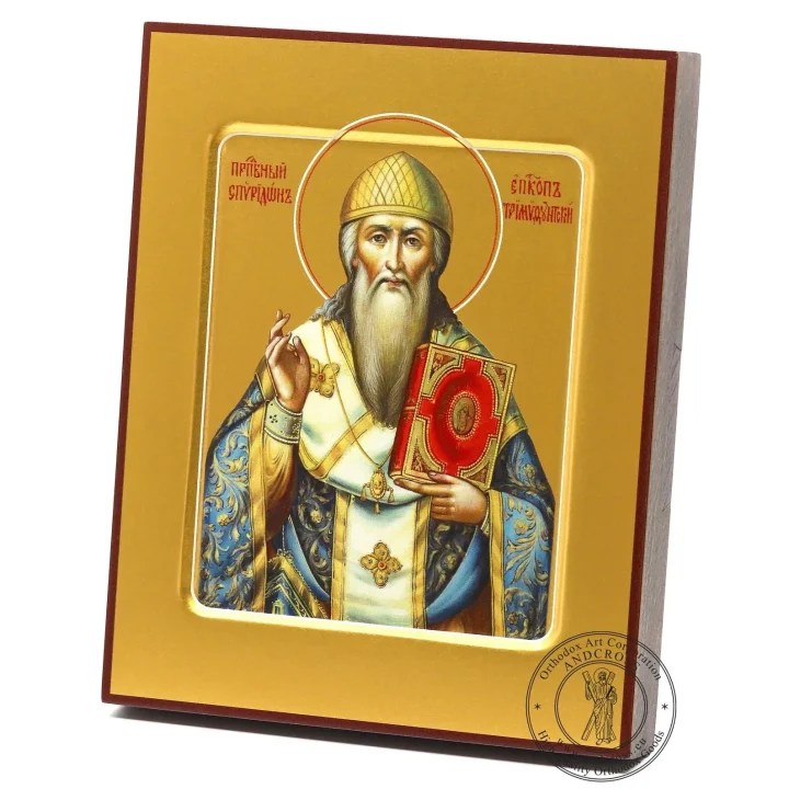Wooden icon of St Spyridon of Trimythous