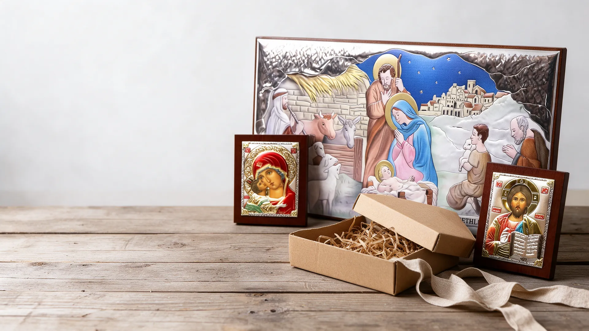 Icons beside a gift box